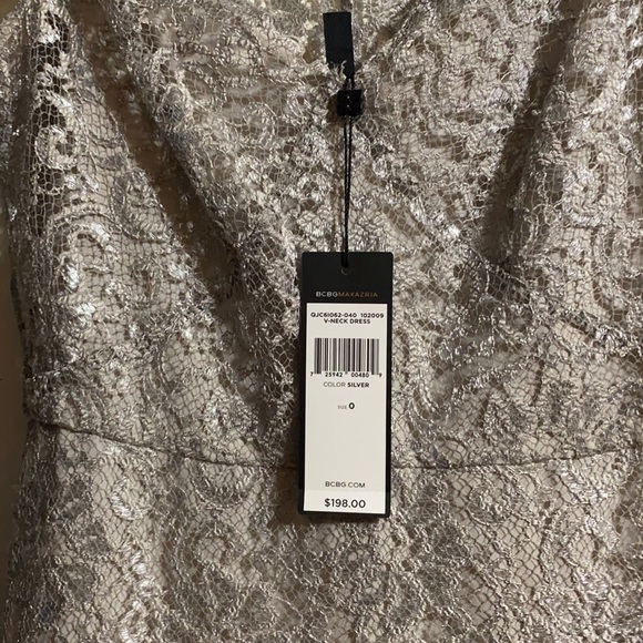 BCBGMaxAzria Y2K NWT Vintage silver lace Cocktail Dress - Picture 3 of 10